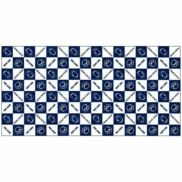 navy and white checkered Penn State logos tablecloth 96"x48"